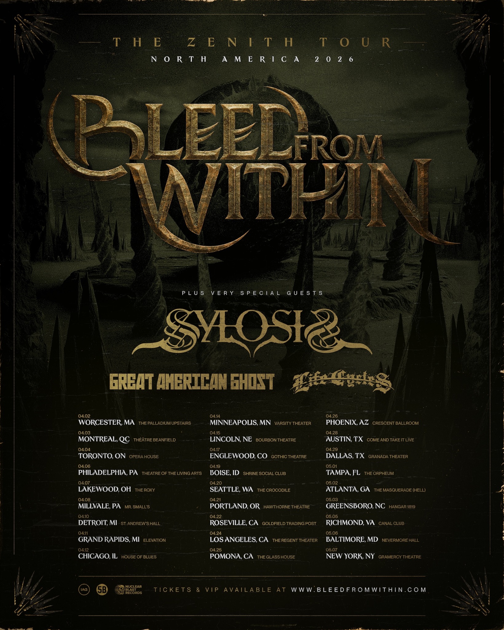 Bleed From Within The Zenith Tour Poster 2026